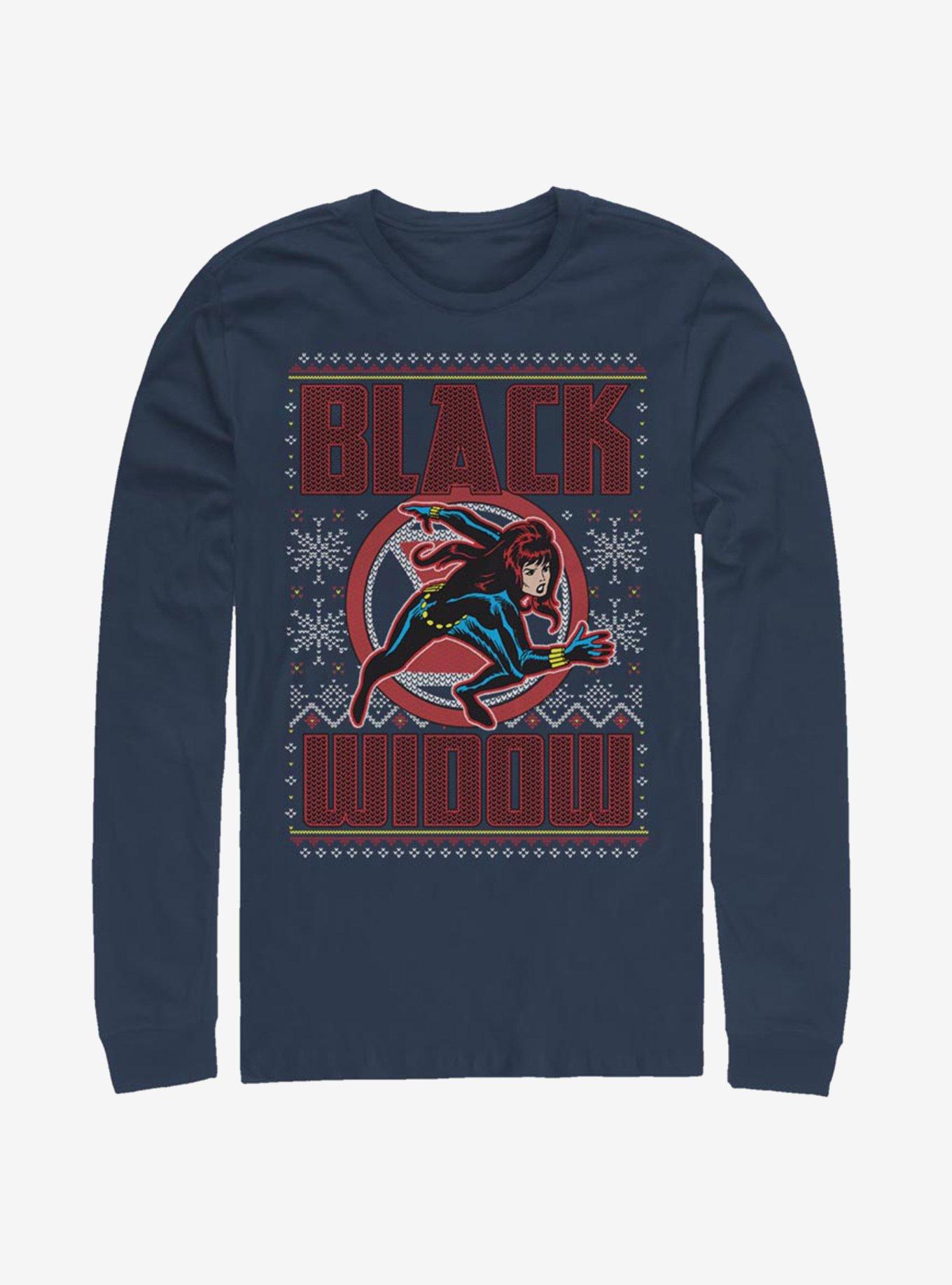 Marvel Black Widow Christmas Pattern Long-Sleeve T-Shirt, , hi-res