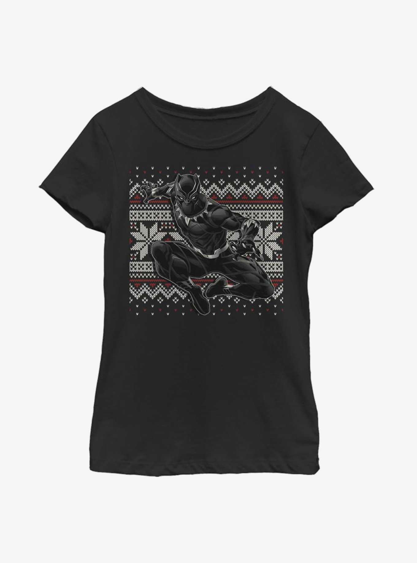 Marvel Black Panther T-Challa Christmas Pattern Youth Girls T-Shirt, , hi-res