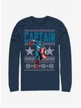 Marvel Captain America Action Christmas Pattern Long-Sleeve T-Shirt, NAVY, hi-res