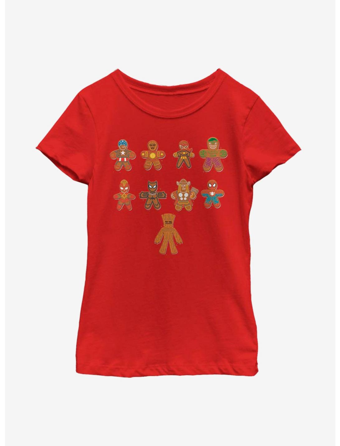 Marvel Avengers Lined Up Cookies Youth Girls T-Shirt, RED, hi-res