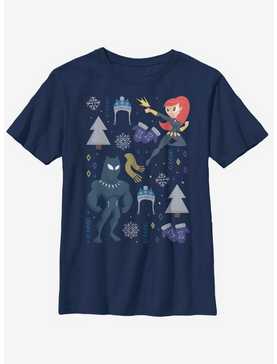 Marvel Black Panther Christmas Icons Youth T-Shirt, NAVY, hi-res
