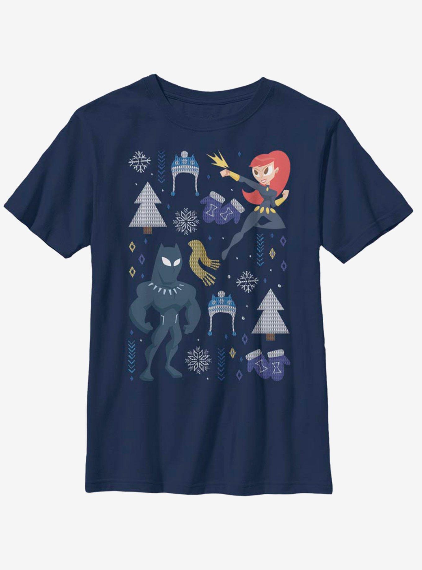 Marvel Black Panther Christmas Icons Youth T-Shirt, NAVY, hi-res