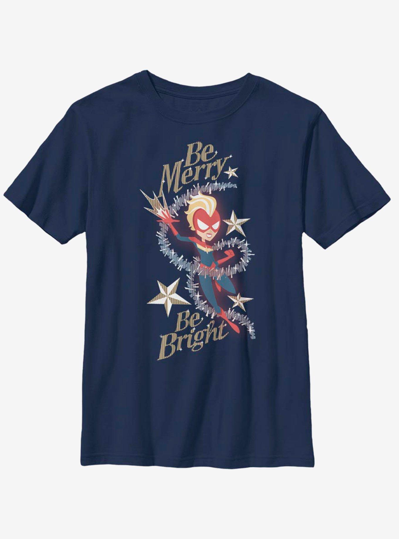 Marvel Captain Marvel Be Merry Be Bright Youth T-Shirt, , hi-res