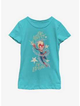 Marvel Captain Marvel Be Merry Be Bright Youth Girls T-Shirt, , hi-res