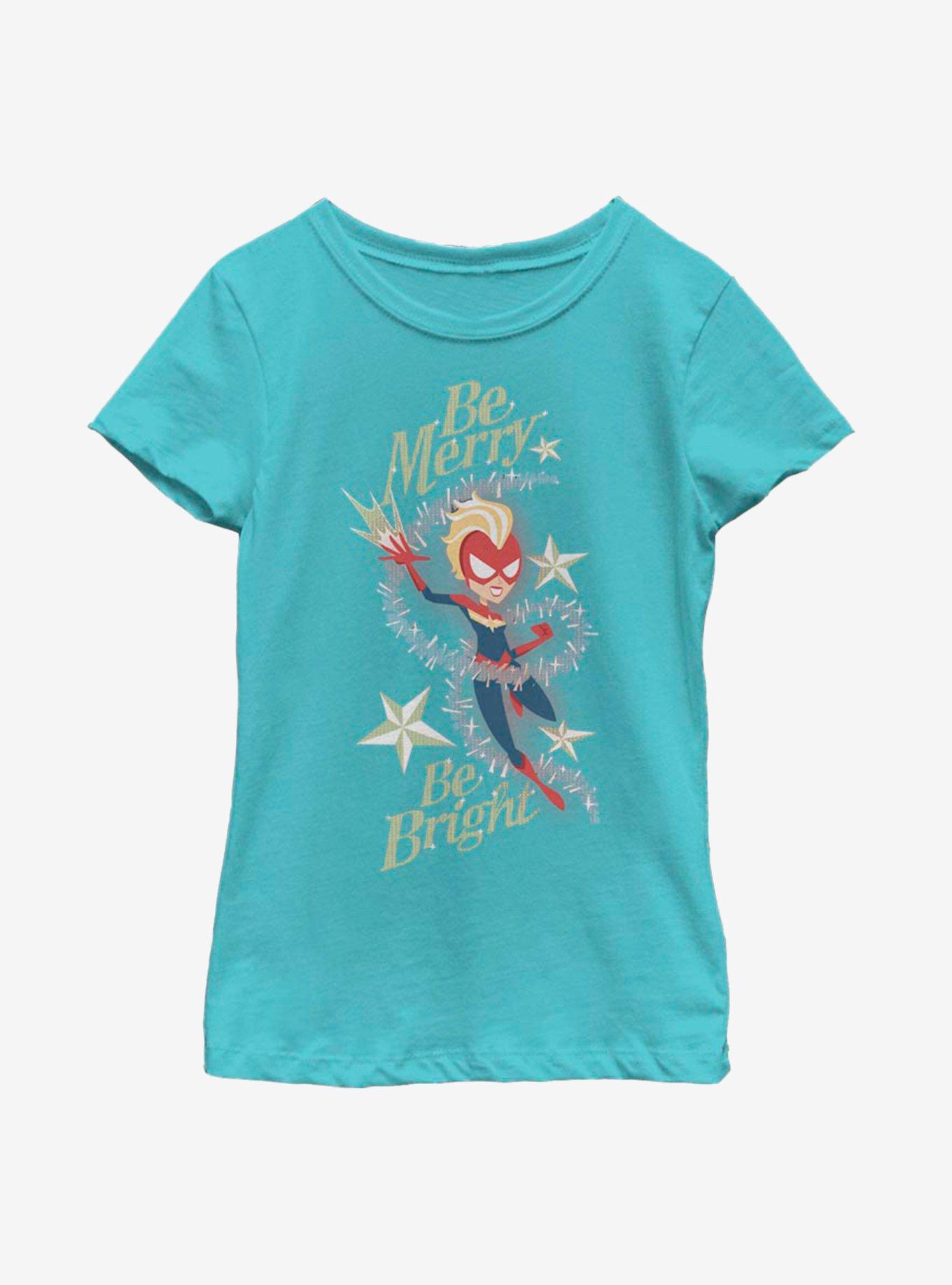 Marvel Captain Marvel Be Merry Be Bright Youth Girls T-Shirt, , hi-res