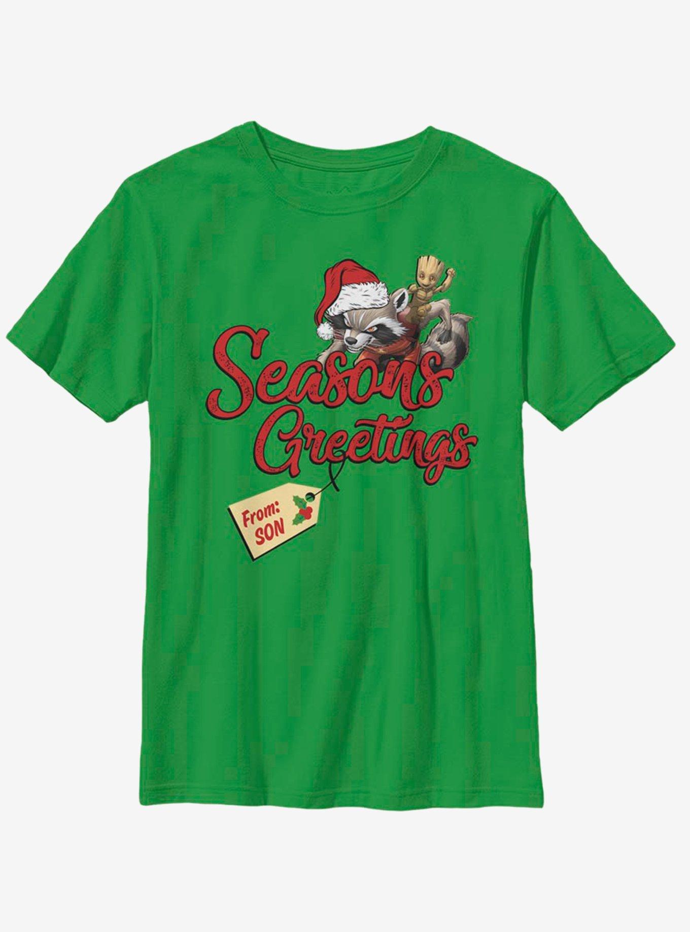 Marvel Guardians Of The Galaxy Rocket Greetings Son Youth T-Shirt, , hi-res