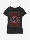 Marvel Black Widow Christmas Pattern Youth Girls T-Shirt, BLACK, hi-res