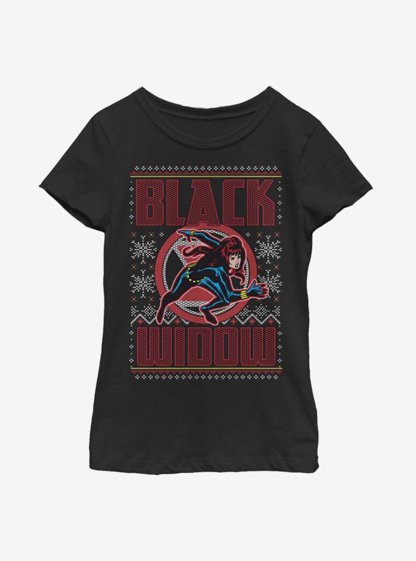 Marvel Black Widow Christmas Pattern Youth Girls T-Shirt, , hi-res