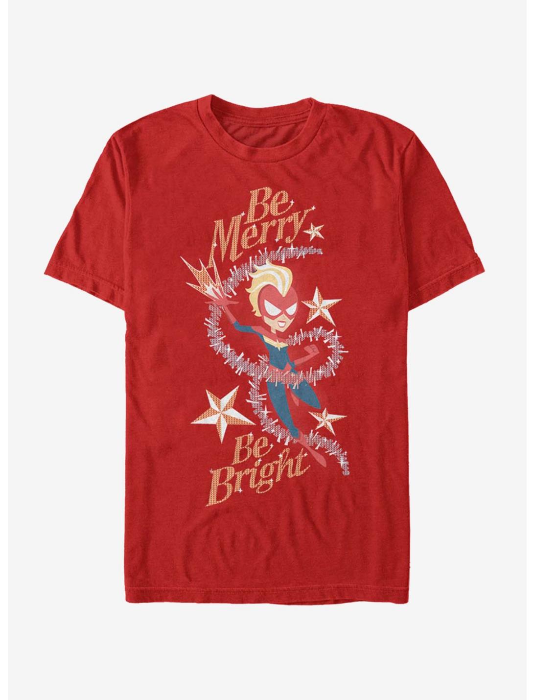 Marvel Captain Marvel Be Merry Be Bright T-Shirt, RED, hi-res