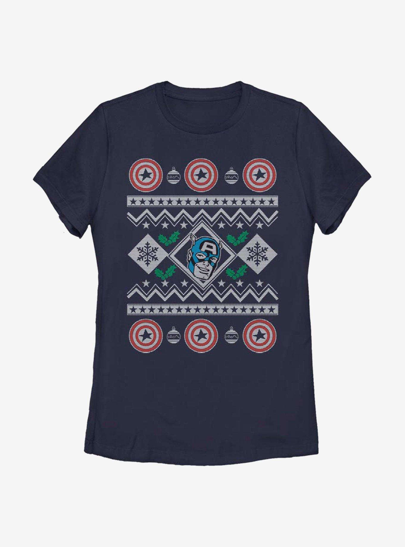 Marvel Captain America Christmas Pattern Womens T-Shirt, , hi-res