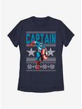 Marvel Captain America Action Christmas Pattern Womens T-Shirt, NAVY, hi-res