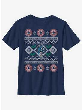Marvel Captain America Christmas Pattern Youth T-Shirt, , hi-res