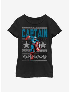 Marvel Captain America Action Christmas Pattern Youth Girls T-Shirt, , hi-res