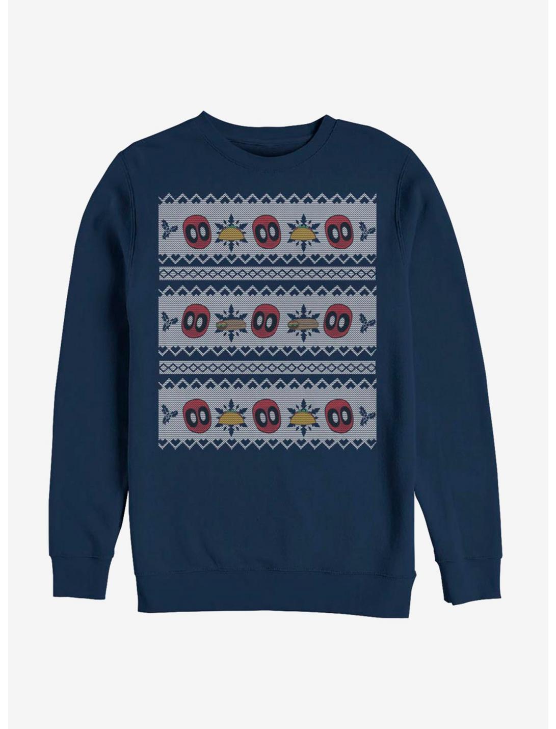Marvel Deadpool Christmas Pattern Sweatshirt, NAVY, hi-res