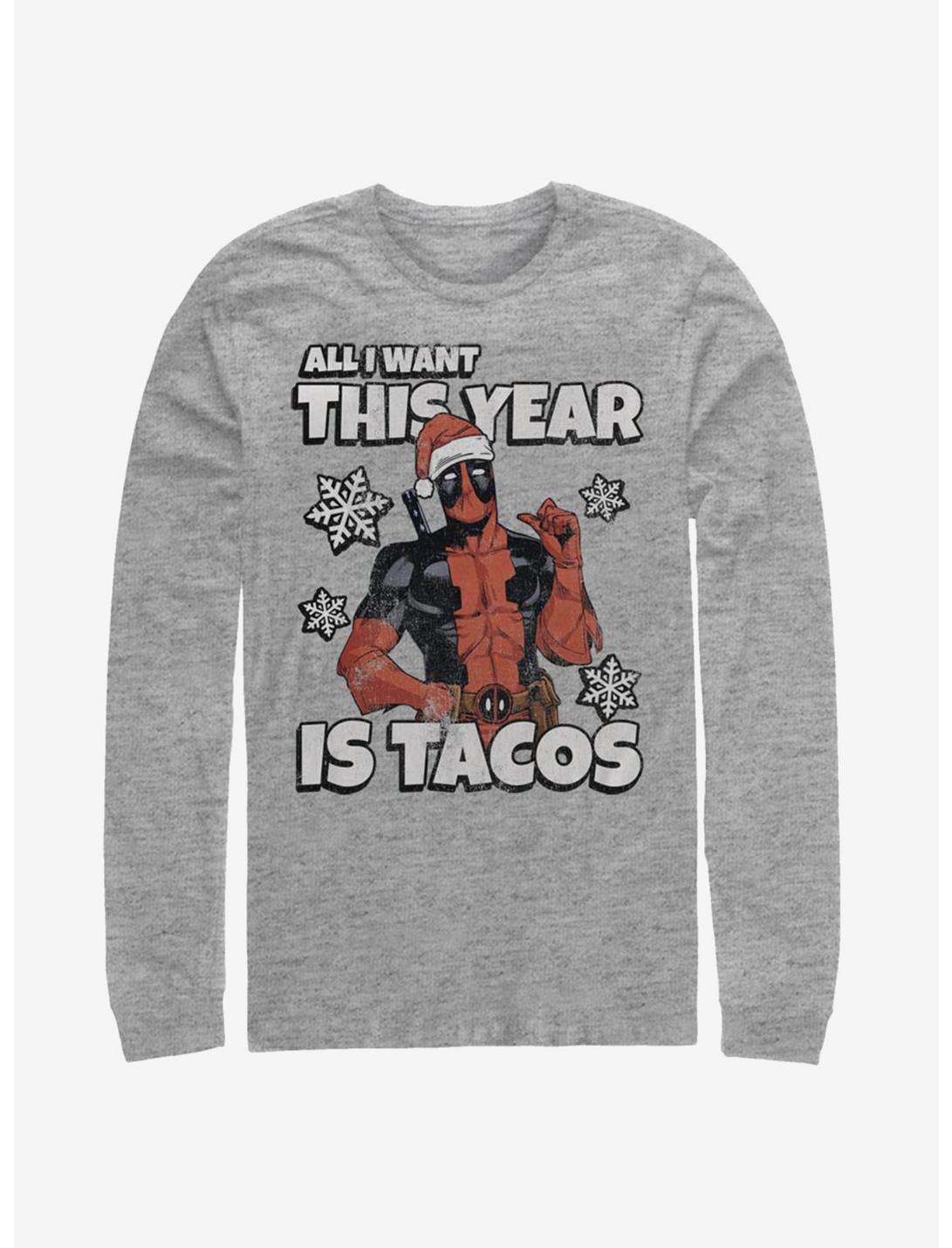 Marvel Deadpool All I Want Is Tacos Long-Sleeve T-Shirt, ATH HTR, hi-res