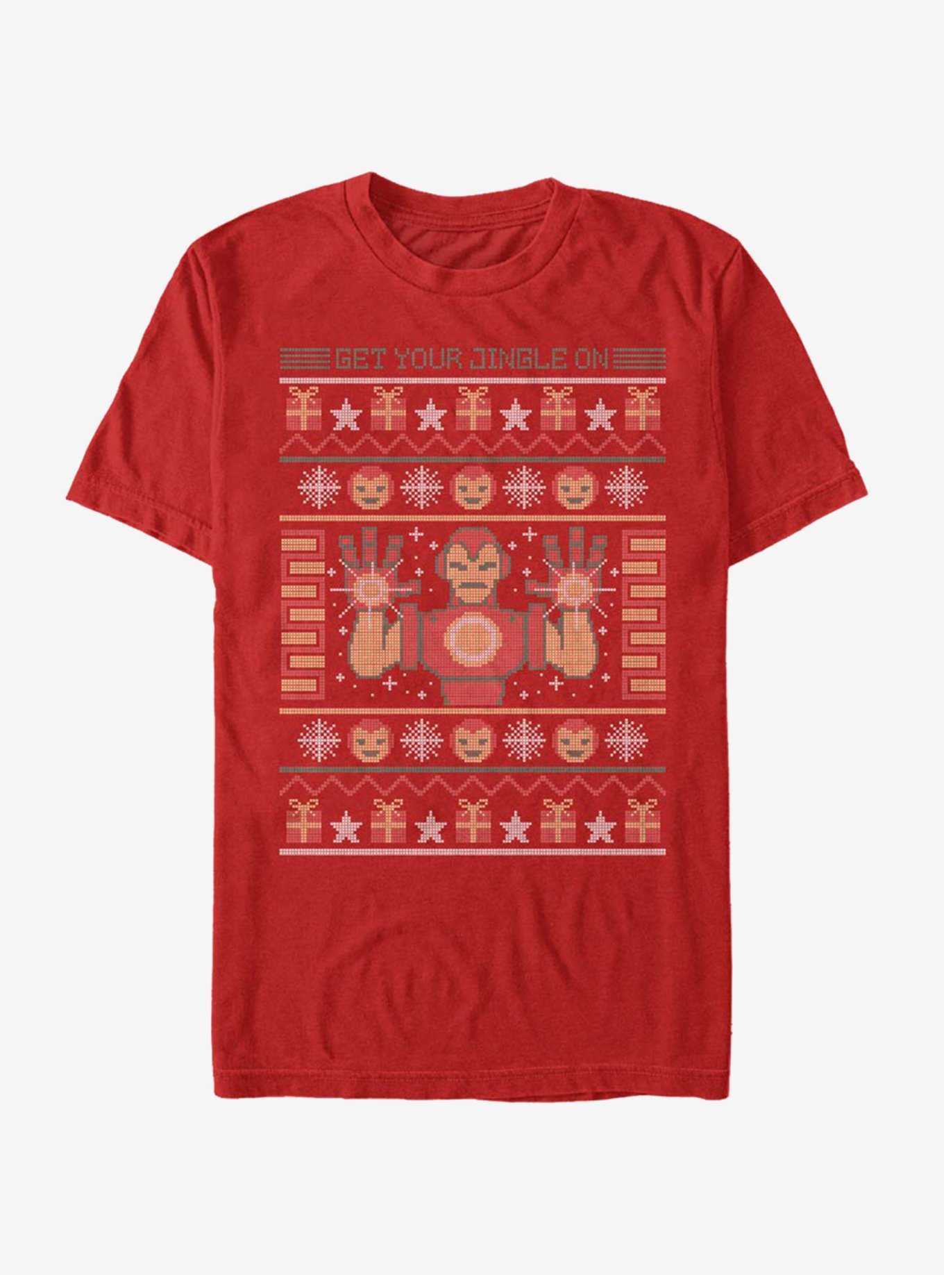 Marvel Iron Man Pixel Christmas Pattern T-Shirt, , hi-res
