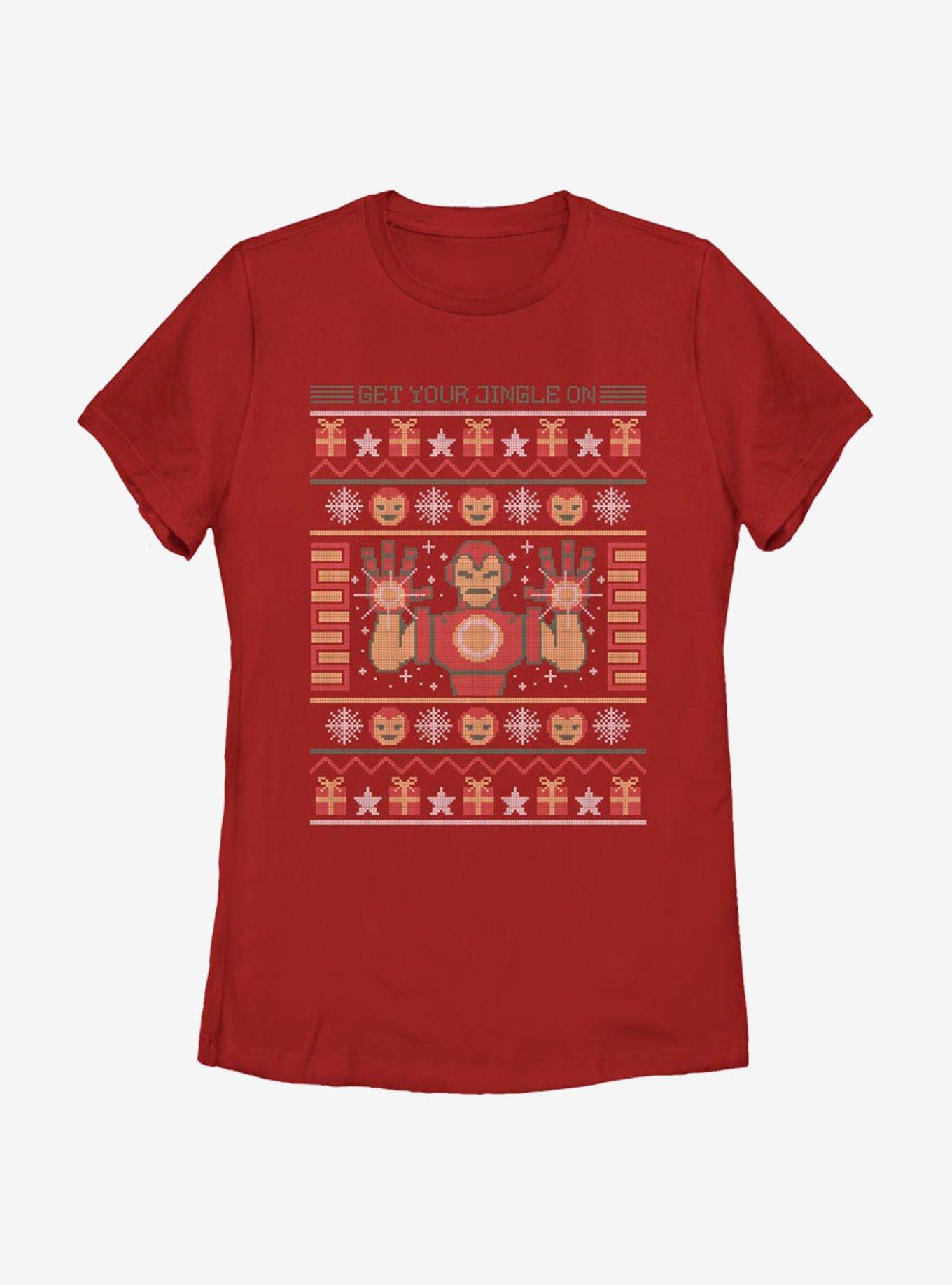 Marvel Iron Man Pixel Christmas Pattern Womens T-Shirt, , hi-res