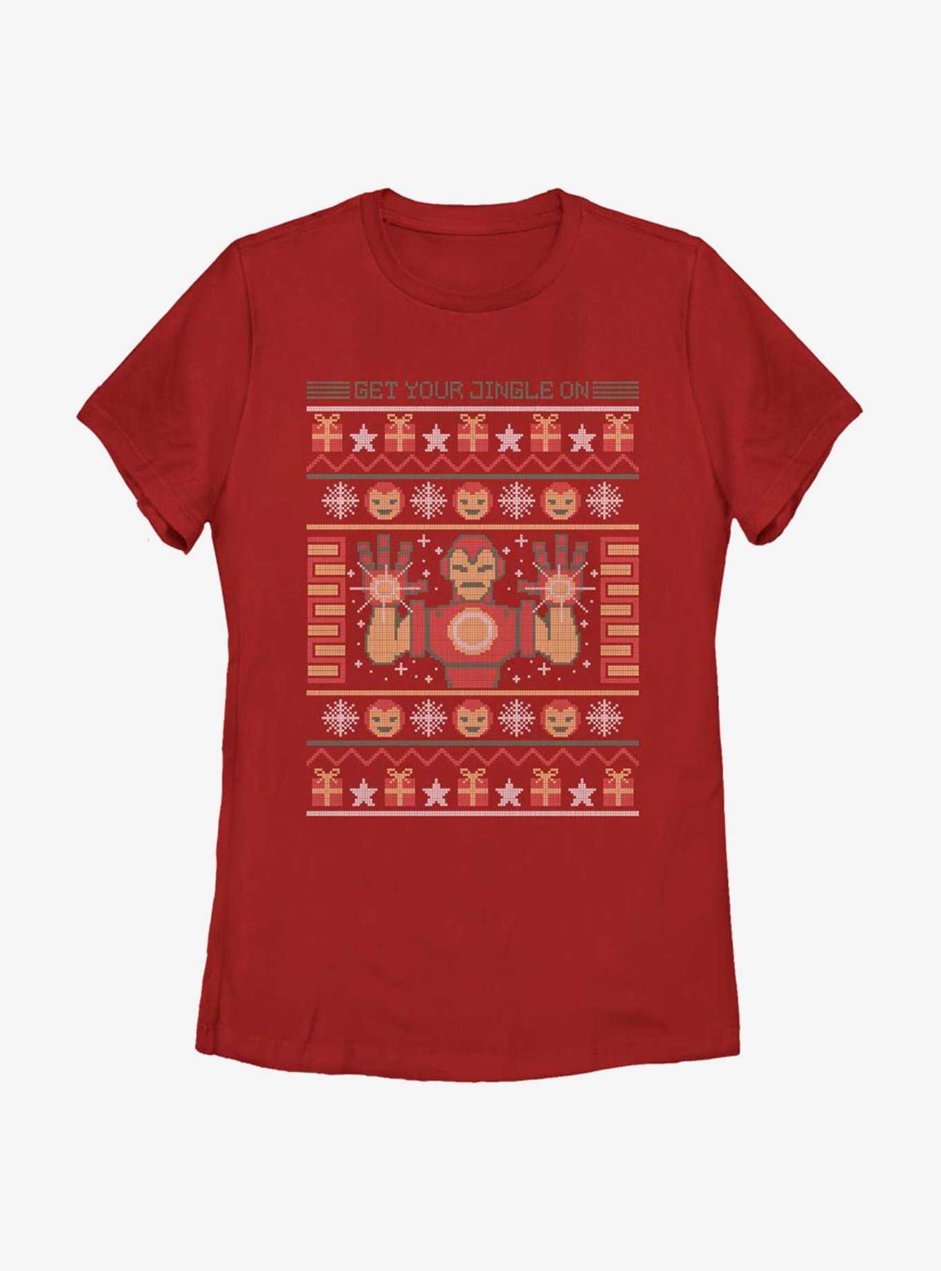 Marvel Iron Man Pixel Christmas Pattern Womens T-Shirt, , hi-res