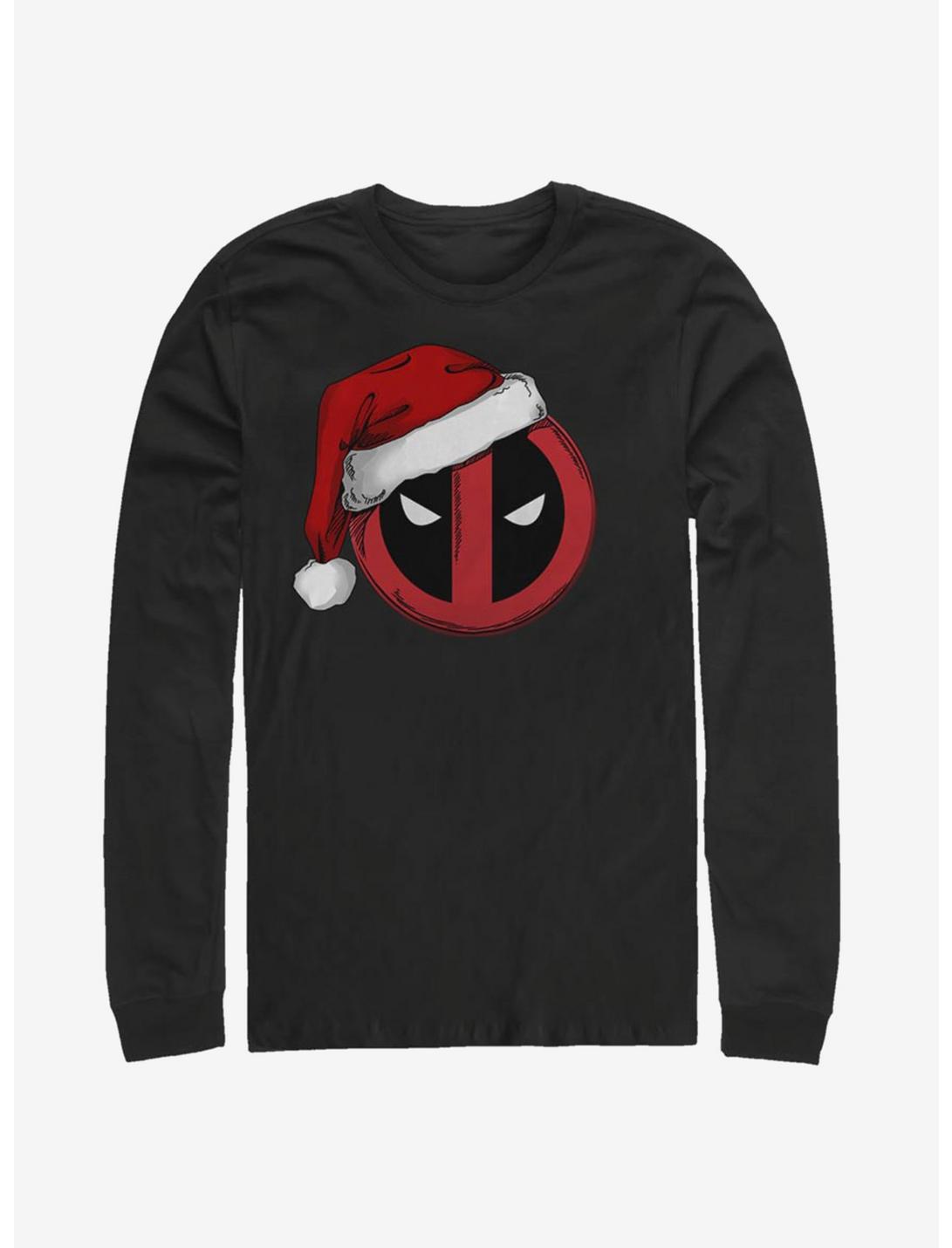 Marvel Deadpool Santa Hat Long-Sleeve T-Shirt, BLACK, hi-res