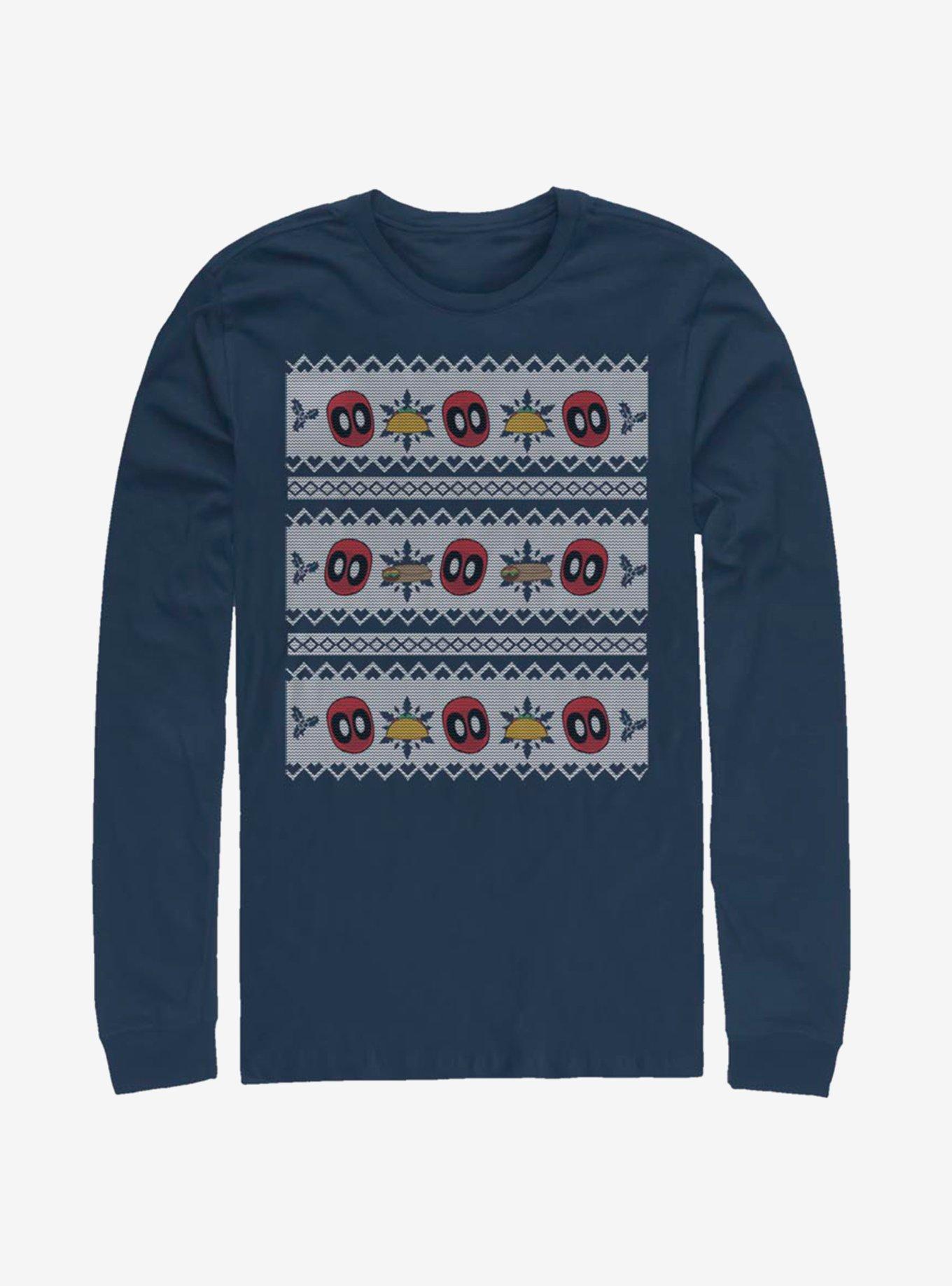 Marvel Deadpool Christmas Pattern Long-Sleeve T-Shirt, , hi-res