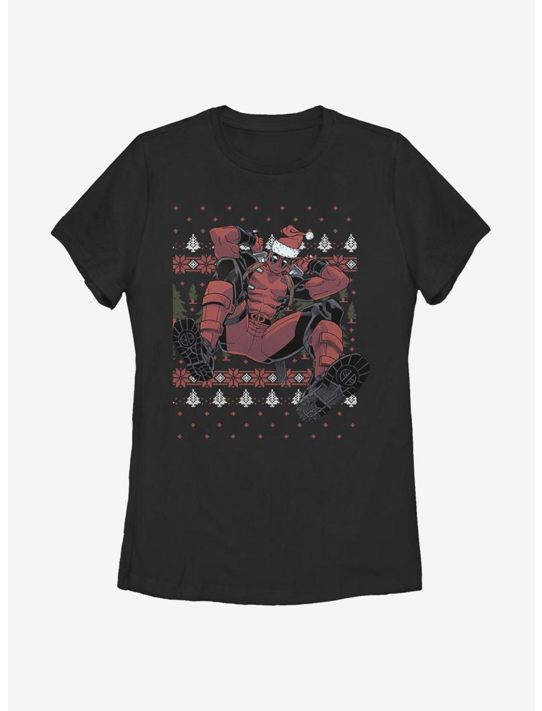 Marvel Deadpool Christmas Killer Christmas Pattern Womens T-Shirt, BLACK, hi-res