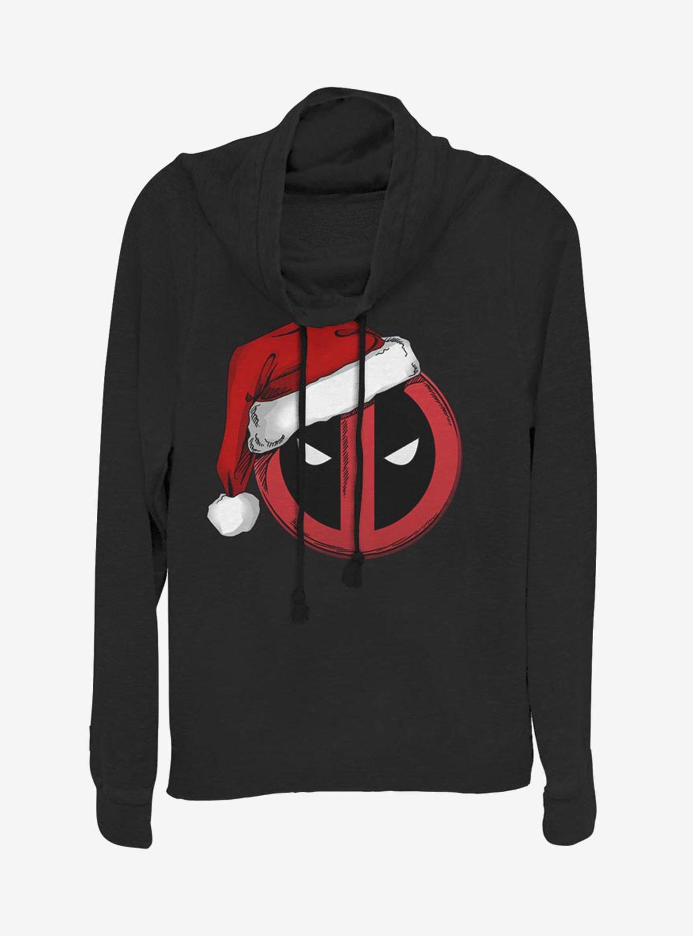 Marvel Deadpool Santa Hat Cowlneck Long-Sleeve Womens Top, , hi-res