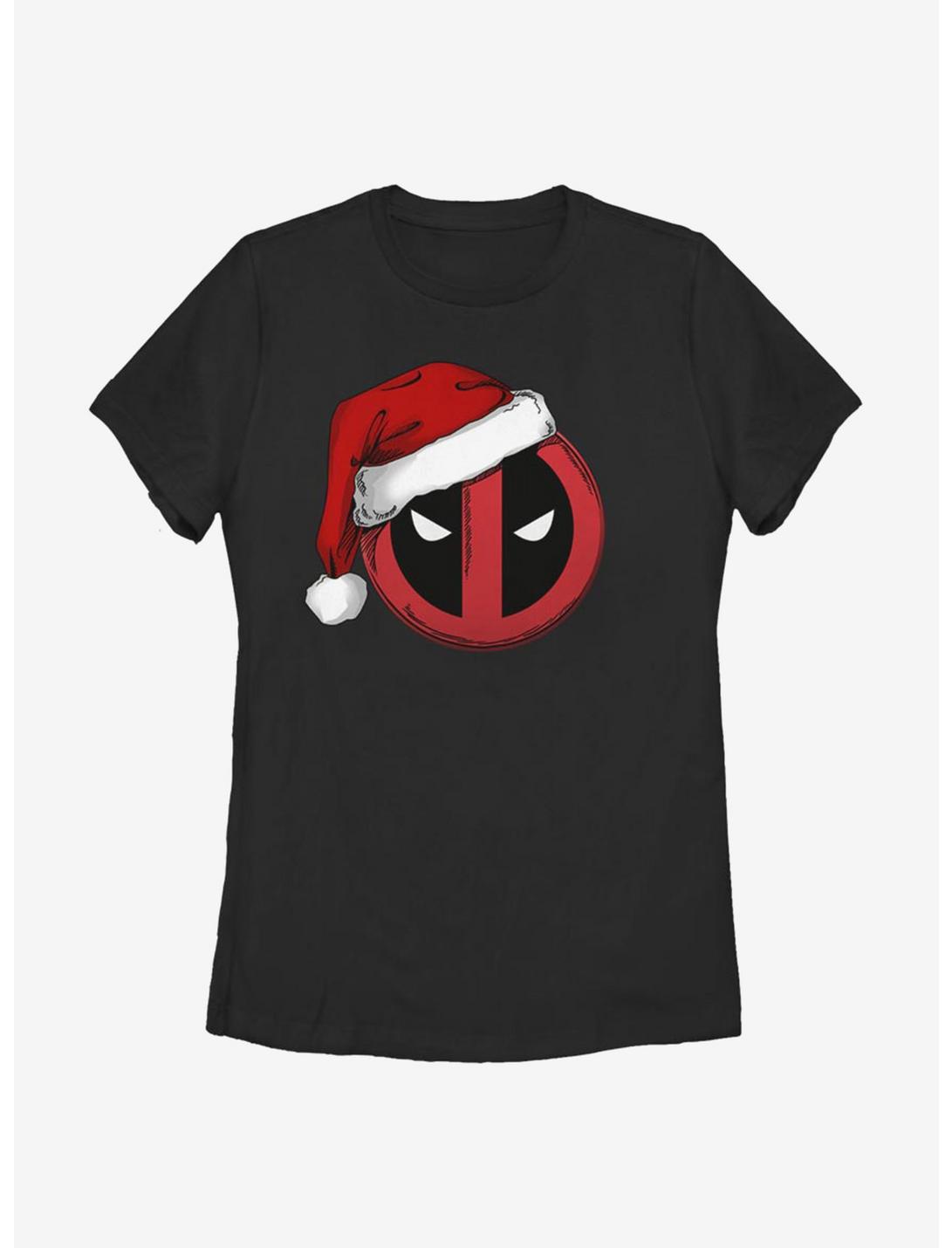 Marvel Deadpool Santa Hat Womens T-Shirt, BLACK, hi-res
