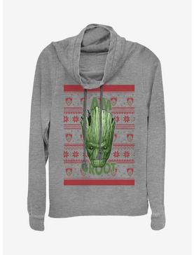 Marvel Guardians Of The Galaxy Groot Christmas Pattern Cowlneck Long-Sleeve Womens Top, , hi-res