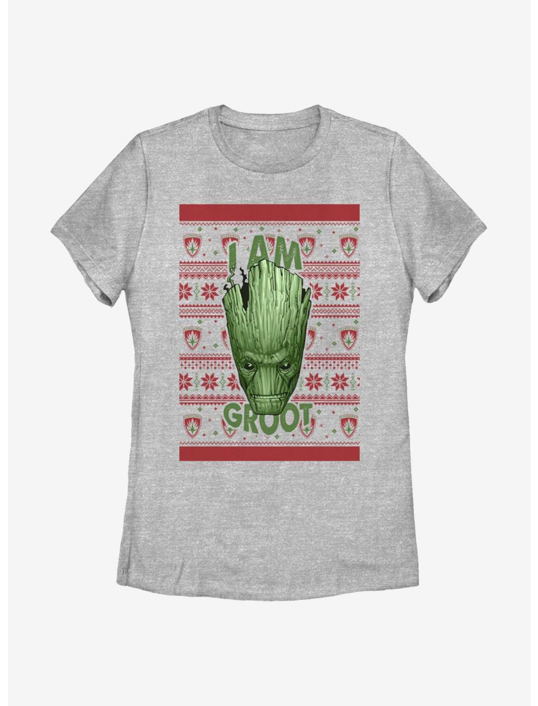 Marvel Guardians Of The Galaxy Groot Christmas Pattern Womens T-Shirt, ATH HTR, hi-res
