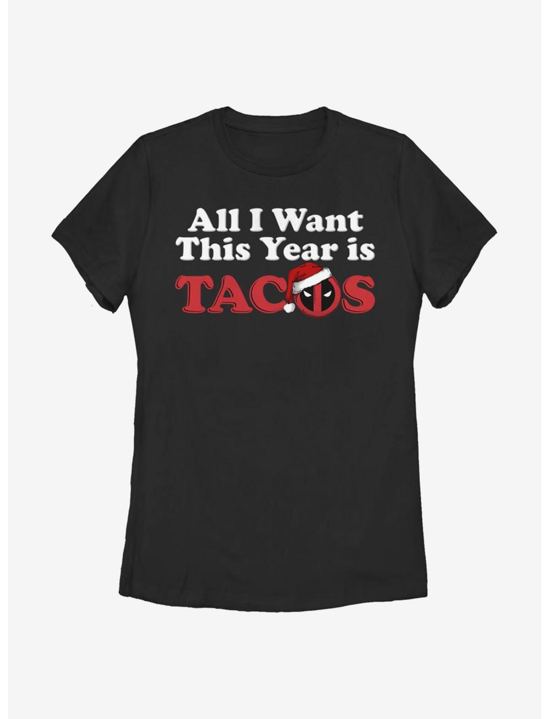 Marvel Deadpool All I Want Tacos Womens T-Shirt, BLACK, hi-res