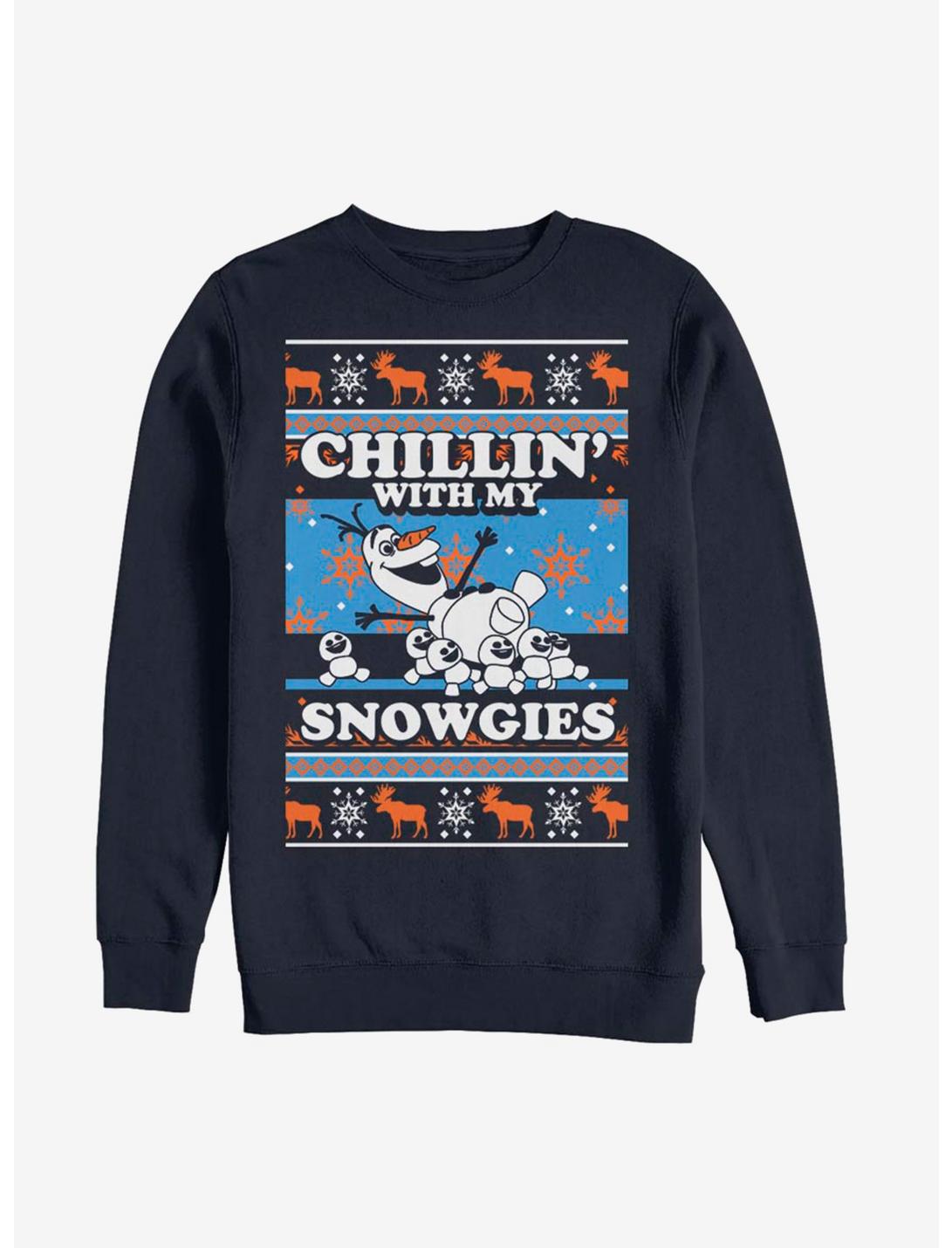 Disney Frozen Chest Olaf Chillin' Christmas Pattern Sweatshirt, NAVY, hi-res