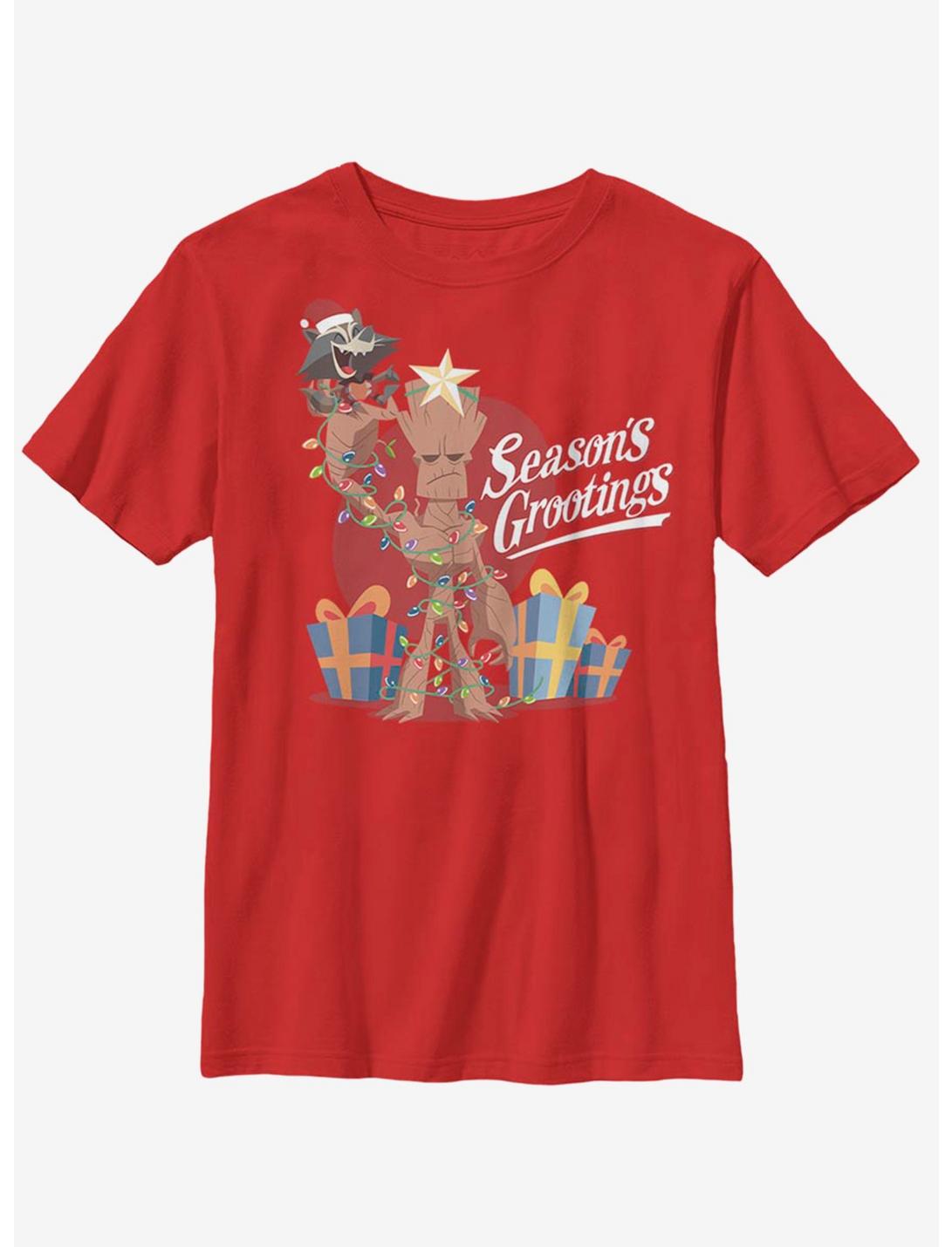 Plus Size Marvel Guardians Of The Galaxy Seasons Grootings Youth T-Shirt, RED, hi-res