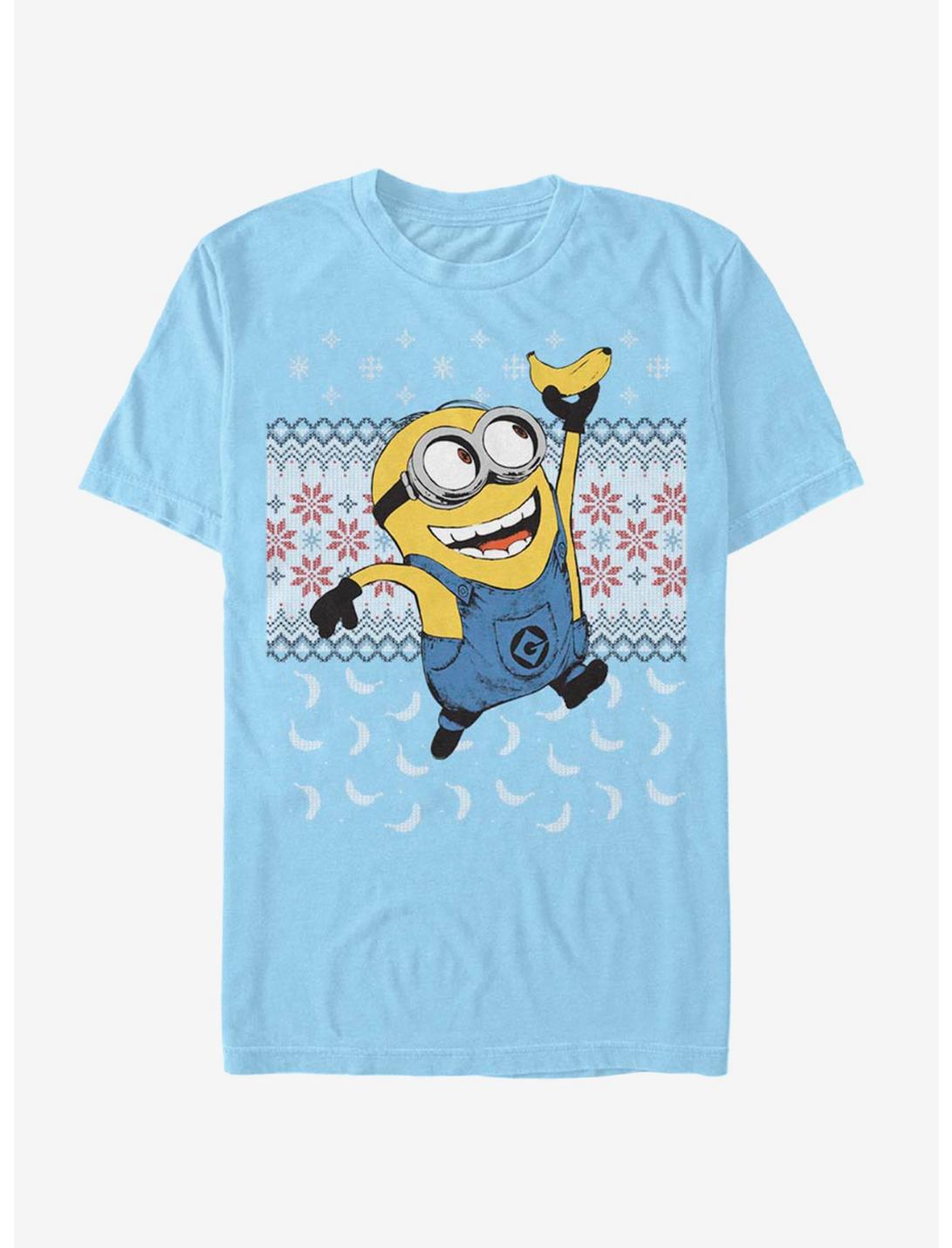 Despicable Me Minions Banana Christmas Pattern T-Shirt, LT BLUE, hi-res