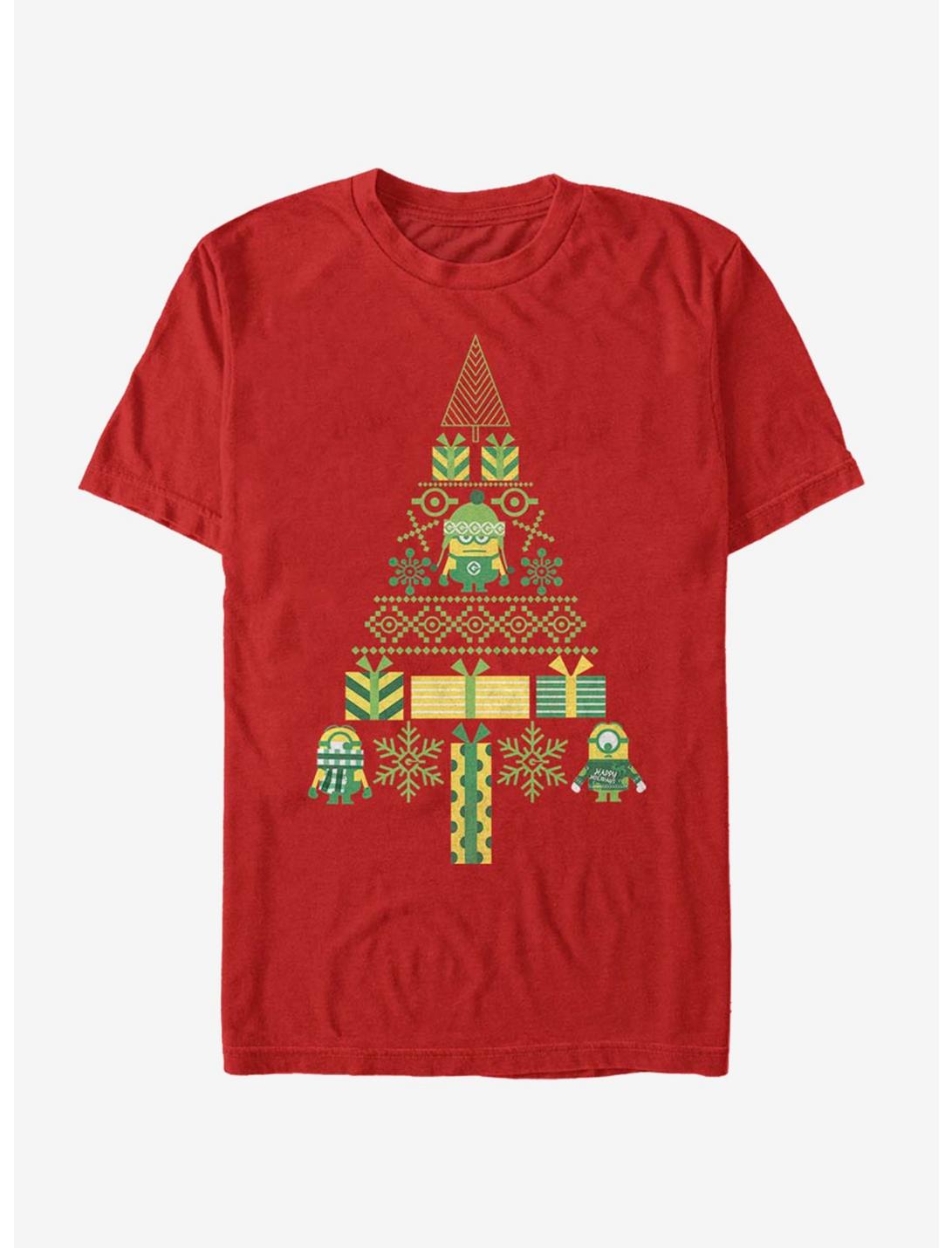 Despicable Me Minions Christmas Tree T-Shirt, RED, hi-res