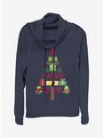 Despicable Me Minions Christmas Tree Cowlneck Long-Sleeve Womens Top, NAVY, hi-res