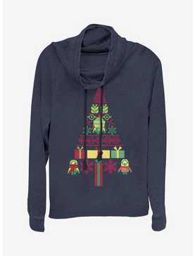 Despicable Me Minions Christmas Tree Cowlneck Long-Sleeve Womens Top, , hi-res