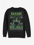 Marvel Hulk She-Hulk Christmas Pattern Sweatshirt, BLACK, hi-res