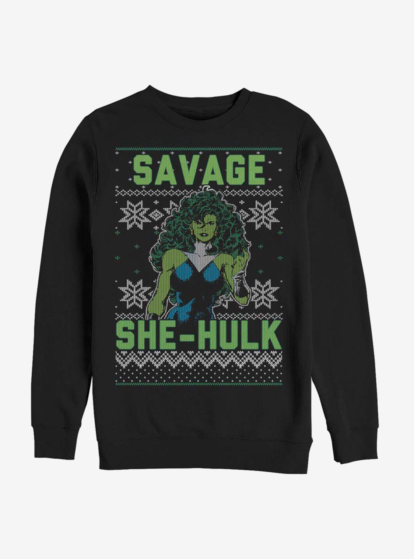 Marvel Hulk She-Hulk Christmas Pattern Sweatshirt, , hi-res