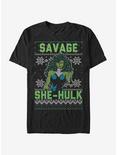 Marvel Hulk She-Hulk Christmas Pattern T-Shirt, BLACK, hi-res
