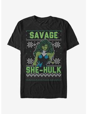 Marvel Hulk She-Hulk Christmas Pattern T-Shirt, , hi-res