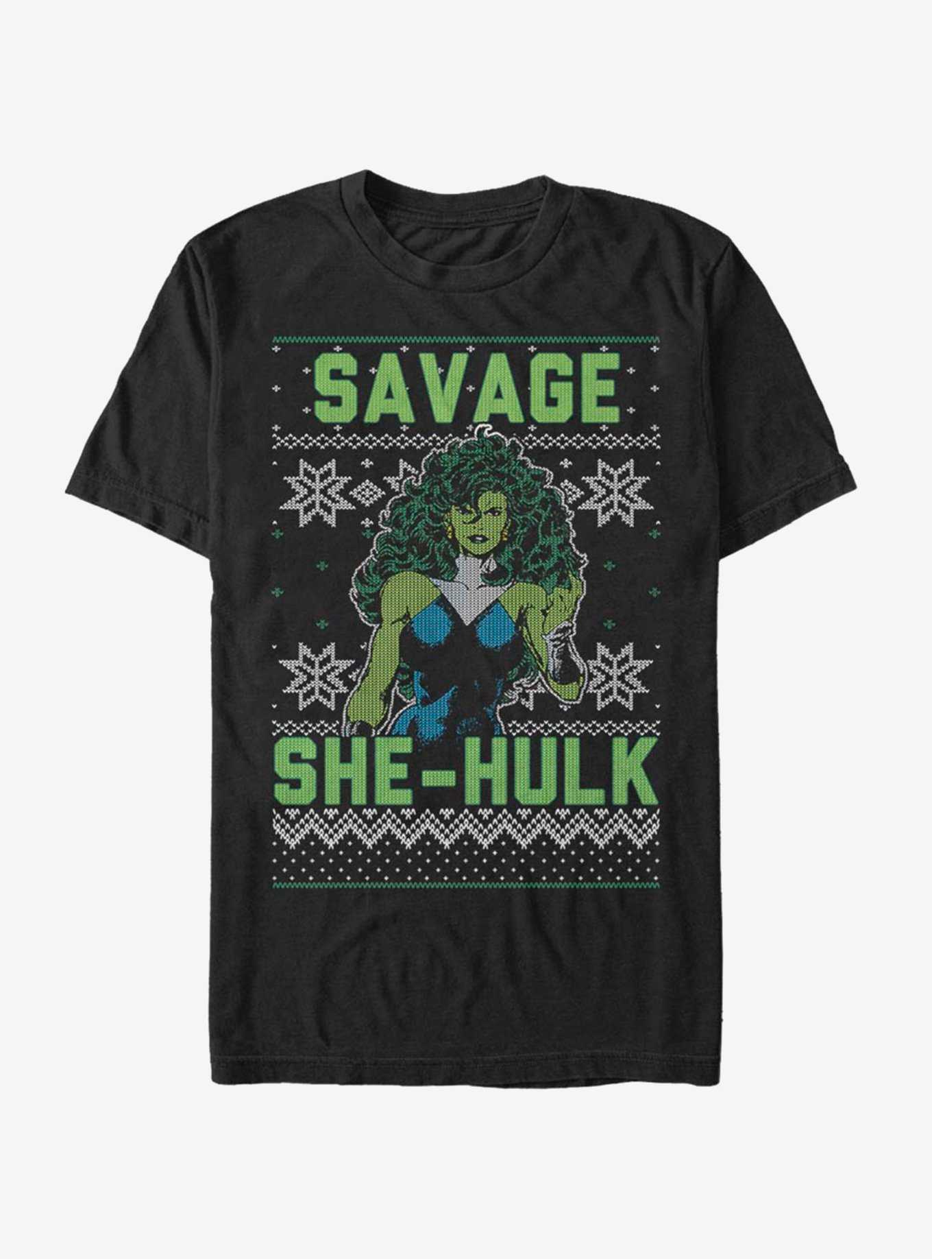 Marvel Hulk She-Hulk Christmas Pattern T-Shirt, , hi-res
