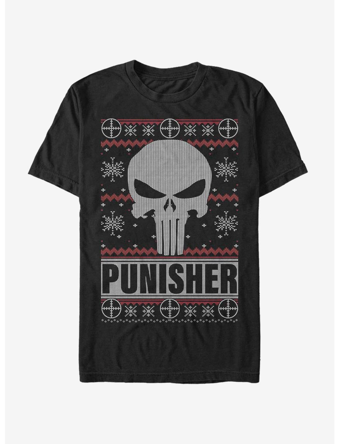 Marvel Punisher Christmas Pattern T-Shirt, BLACK, hi-res