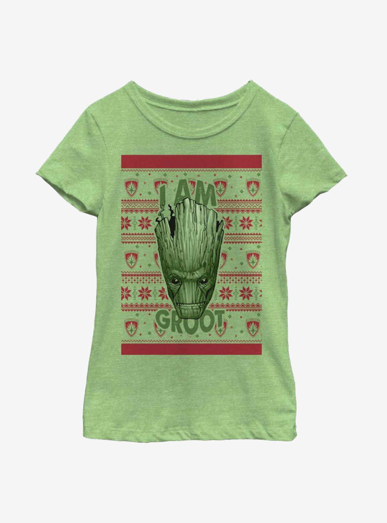 Marvel Guardians Of The Galaxy Groot Christmas Pattern Youth Girls T-Shirt, , hi-res