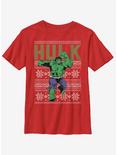 Marvel Hulk Christmas Pattern Youth T-Shirt, RED, hi-res