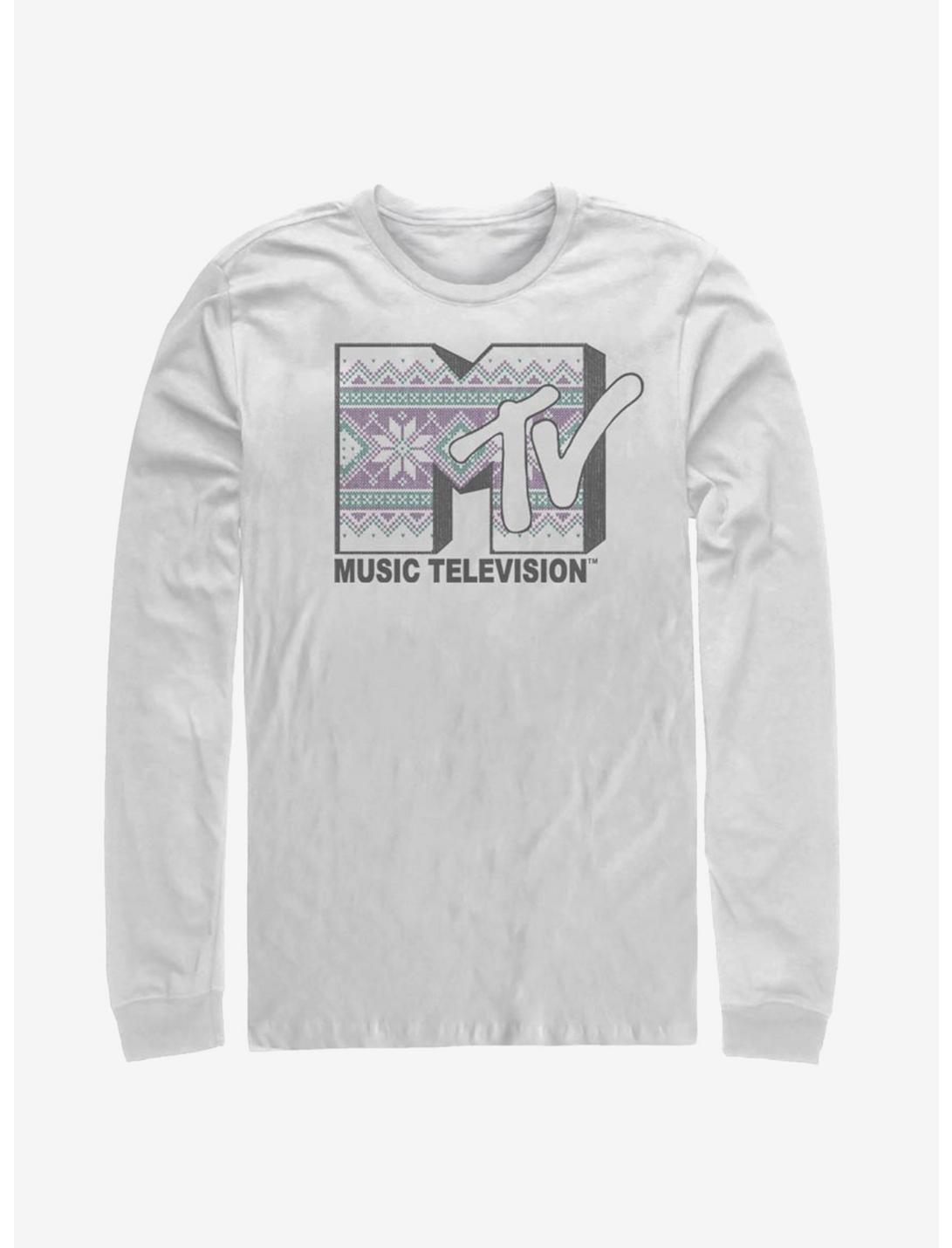 MTV Cross Stitch Logo Long-Sleeve T-Shirt, WHITE, hi-res
