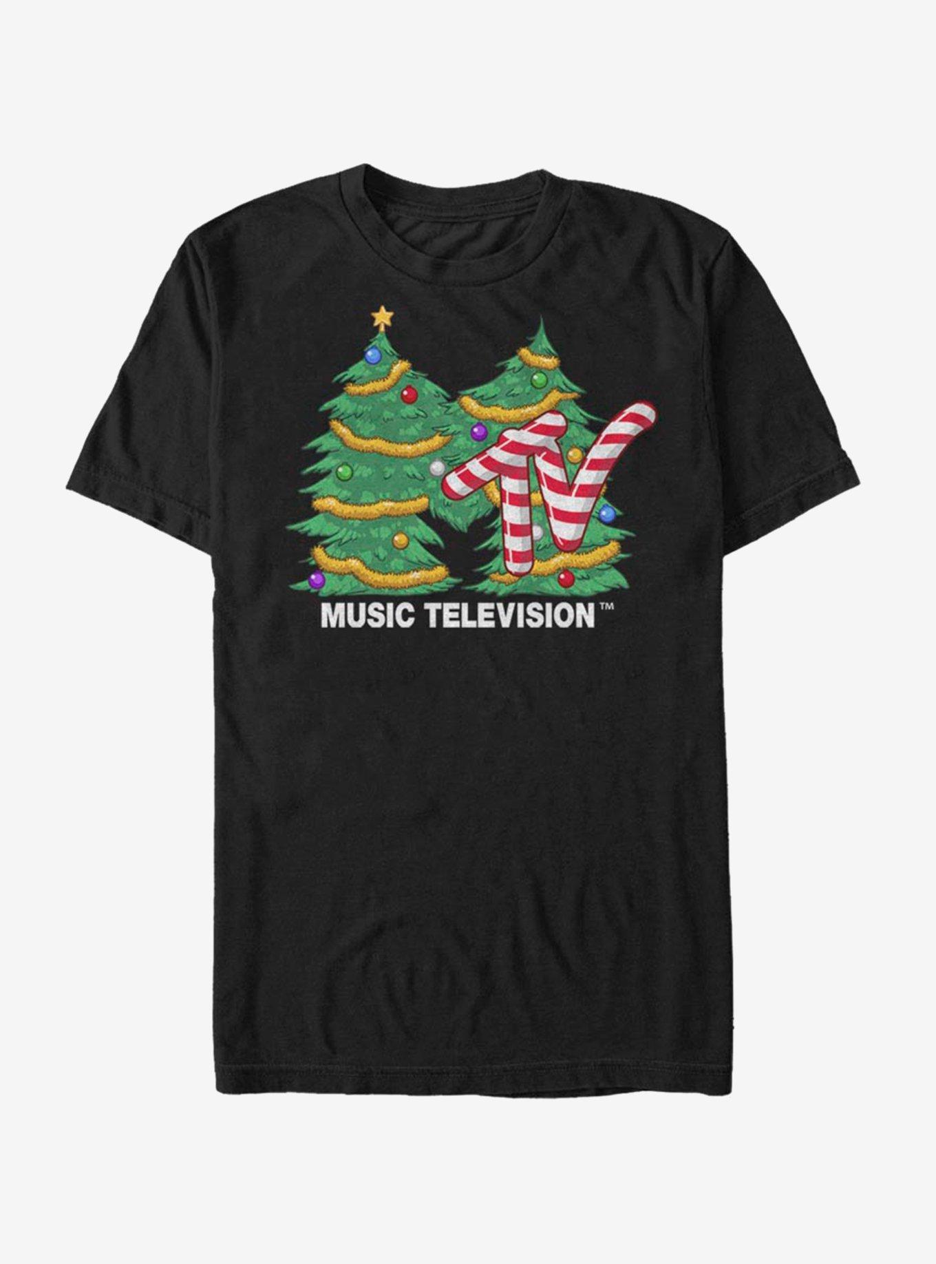 MTV Christmas Tree Logo TShirt BLACK BoxLunch