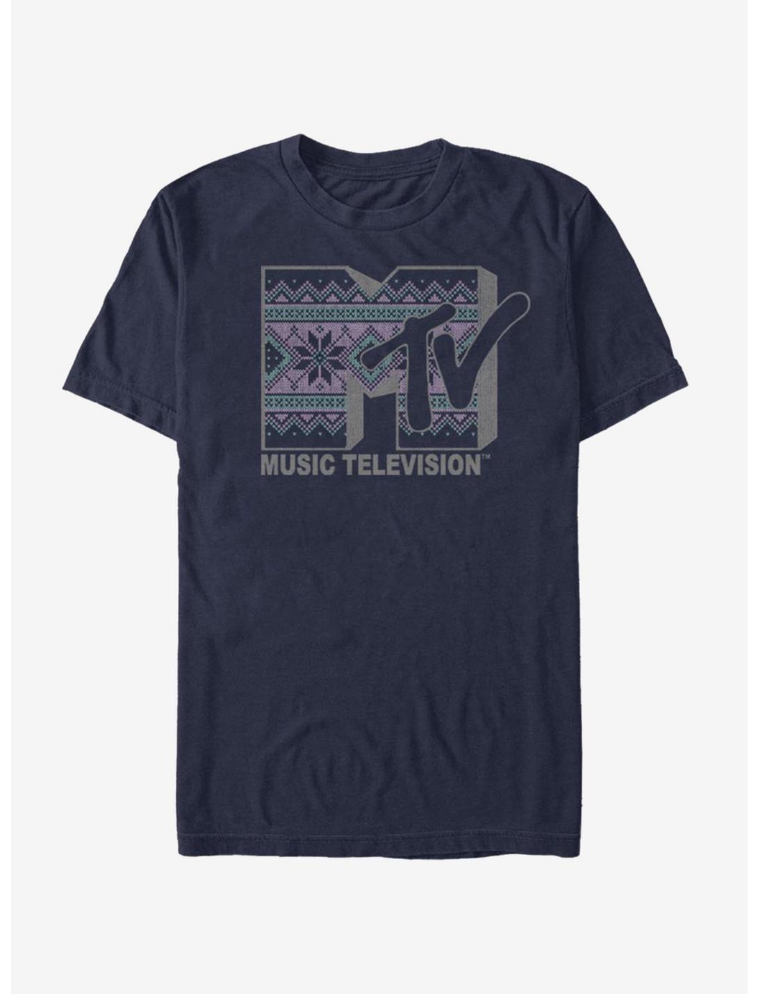 MTV Cross Stitch Logo T-Shirt, NAVY, hi-res