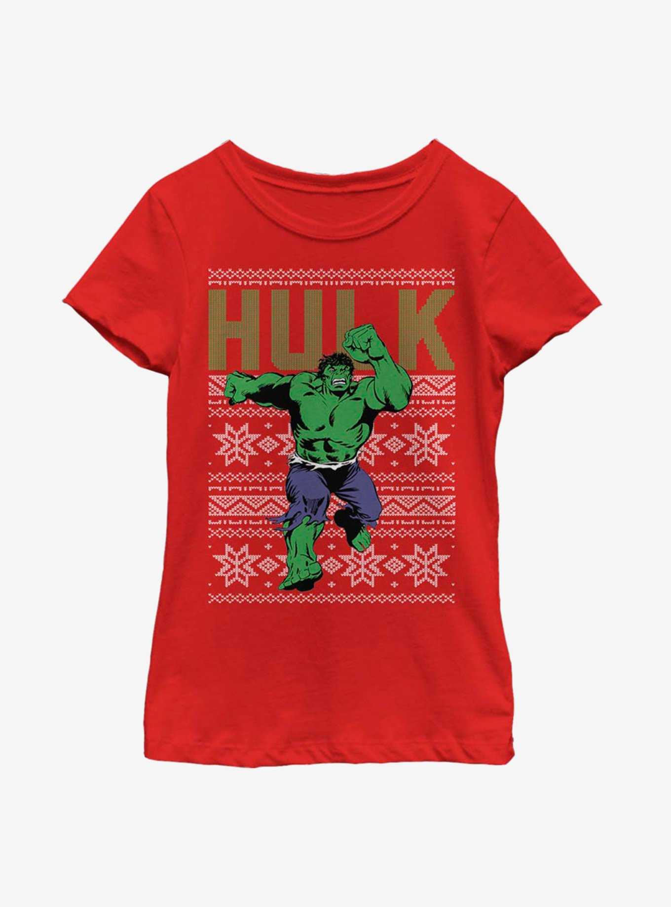 Marvel Hulk Christmas Pattern Youth Girls T-Shirt, , hi-res