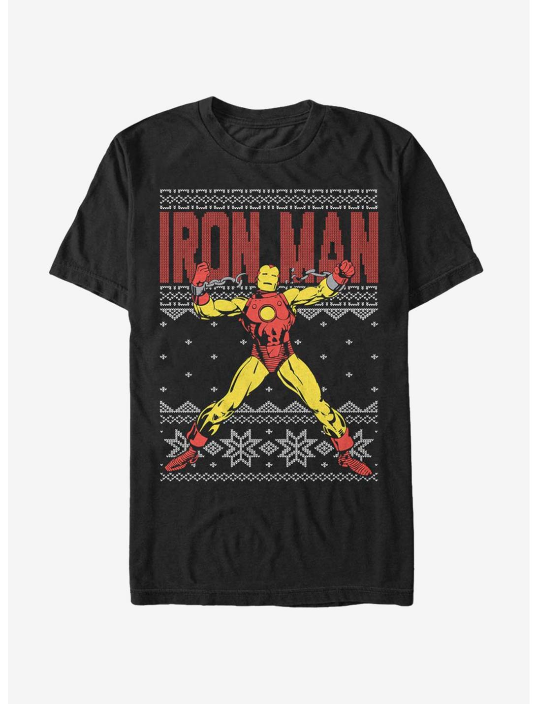 Marvel Iron Man Christmas Pattern T-Shirt, BLACK, hi-res