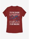 Marvel Spider-Man Amazing Christmas Pattern Womens T-Shirt, RED, hi-res